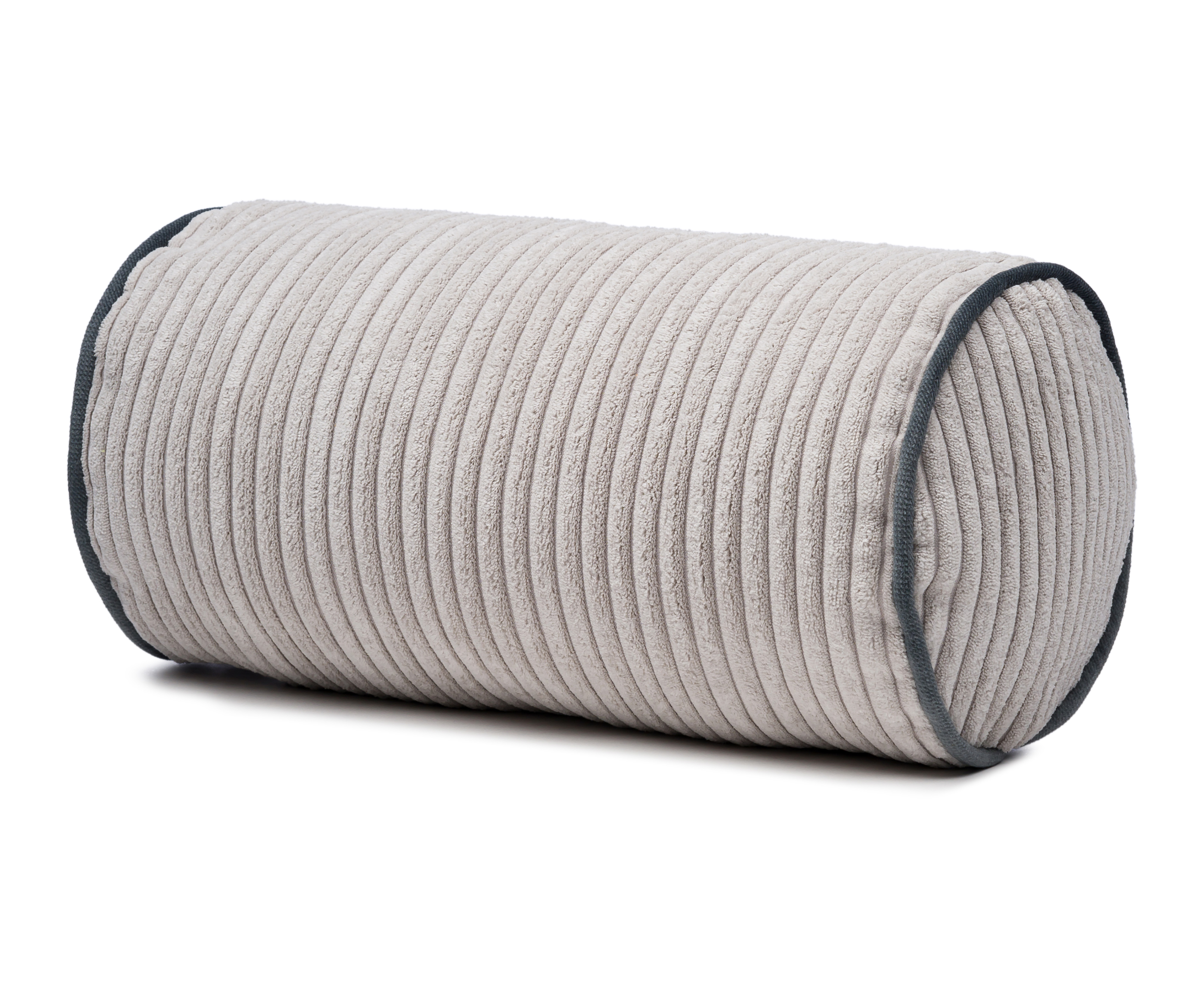 Kissenrolle Anafi, cordoptik - 40x20cm, 100% polyester, silber