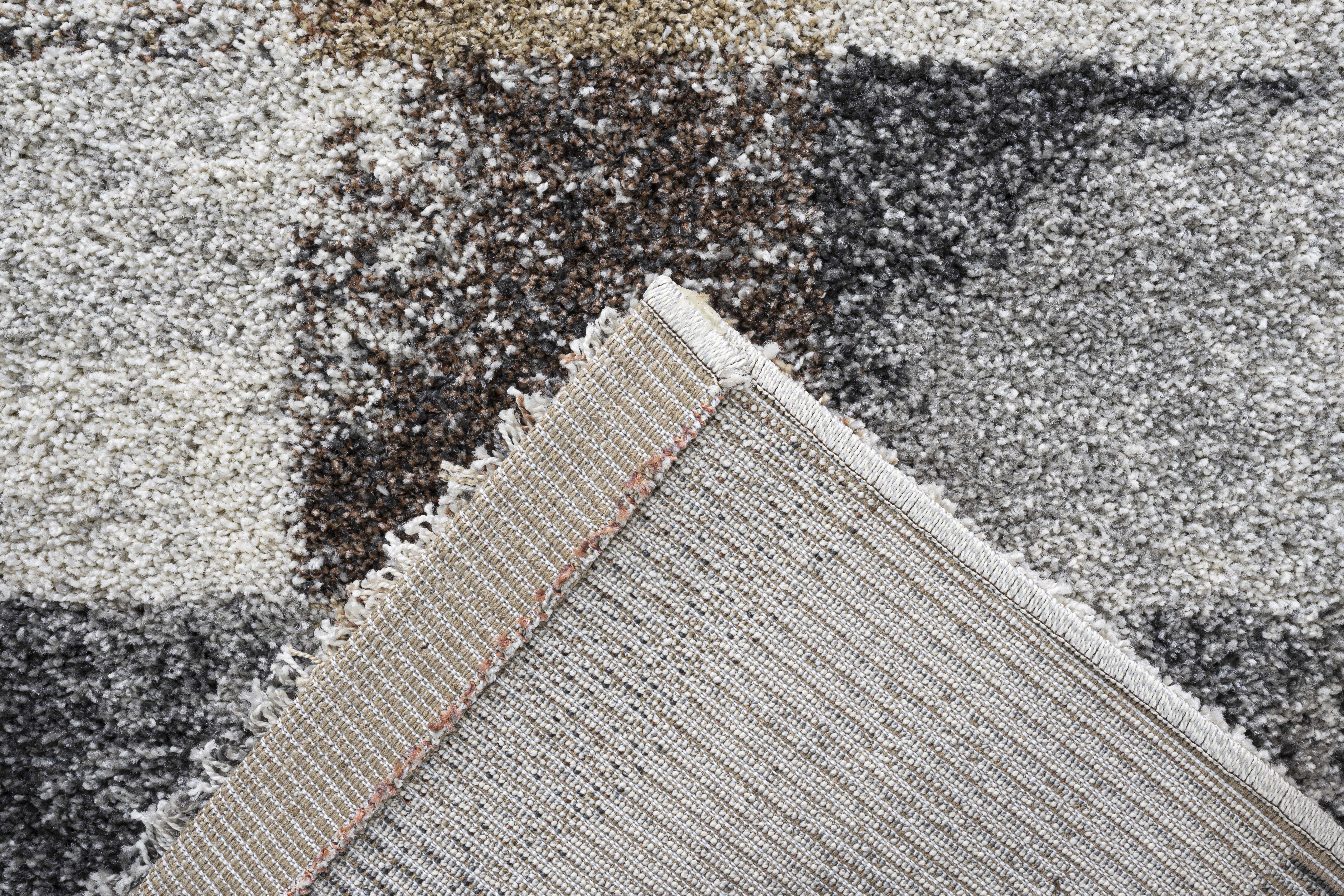 Webteppich, grau-goldfarben-braun, 80x150 cm  - Rehari