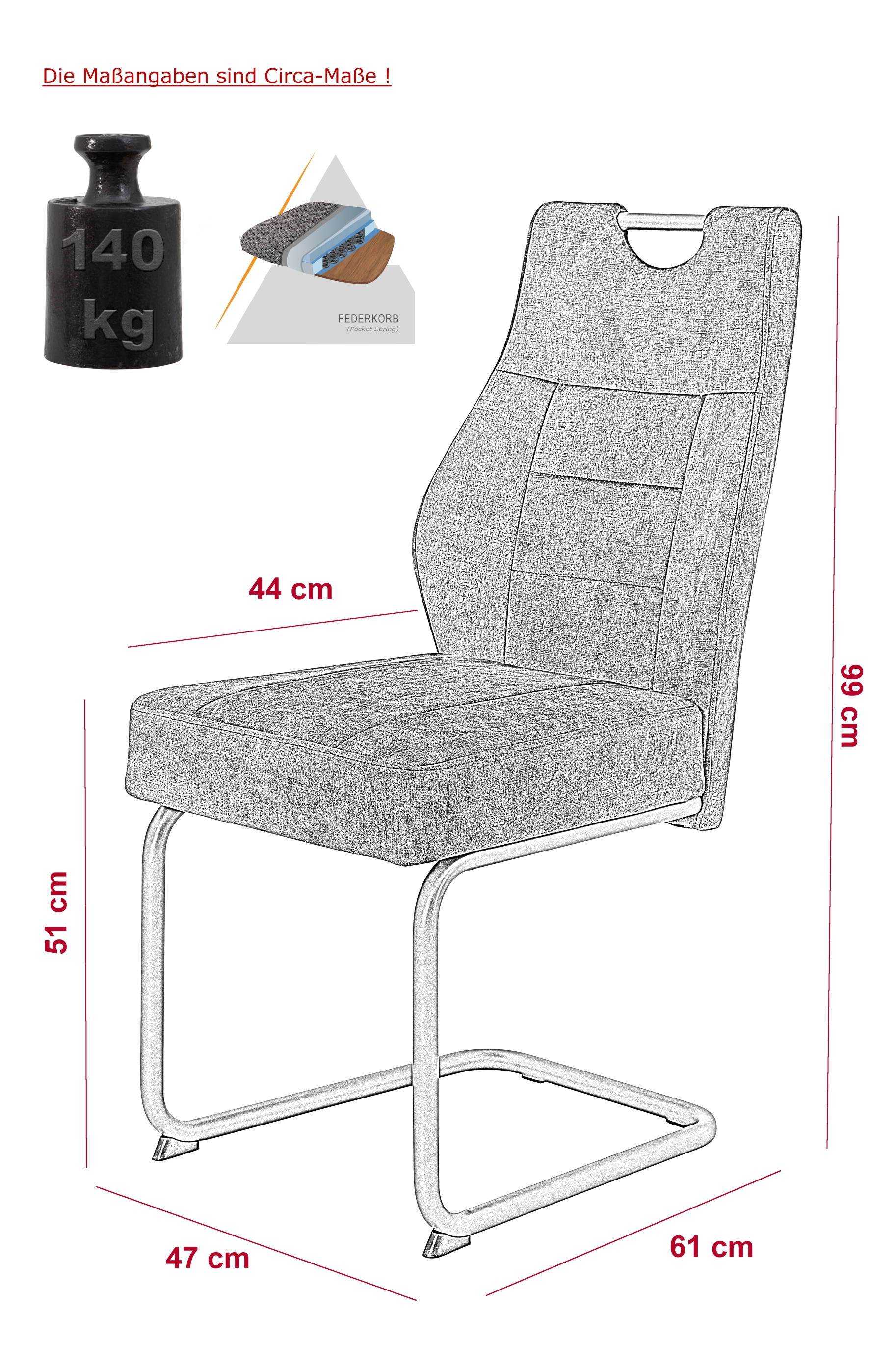 Schwingstuhl, Samtvelours anthrazit - MyTrend 245