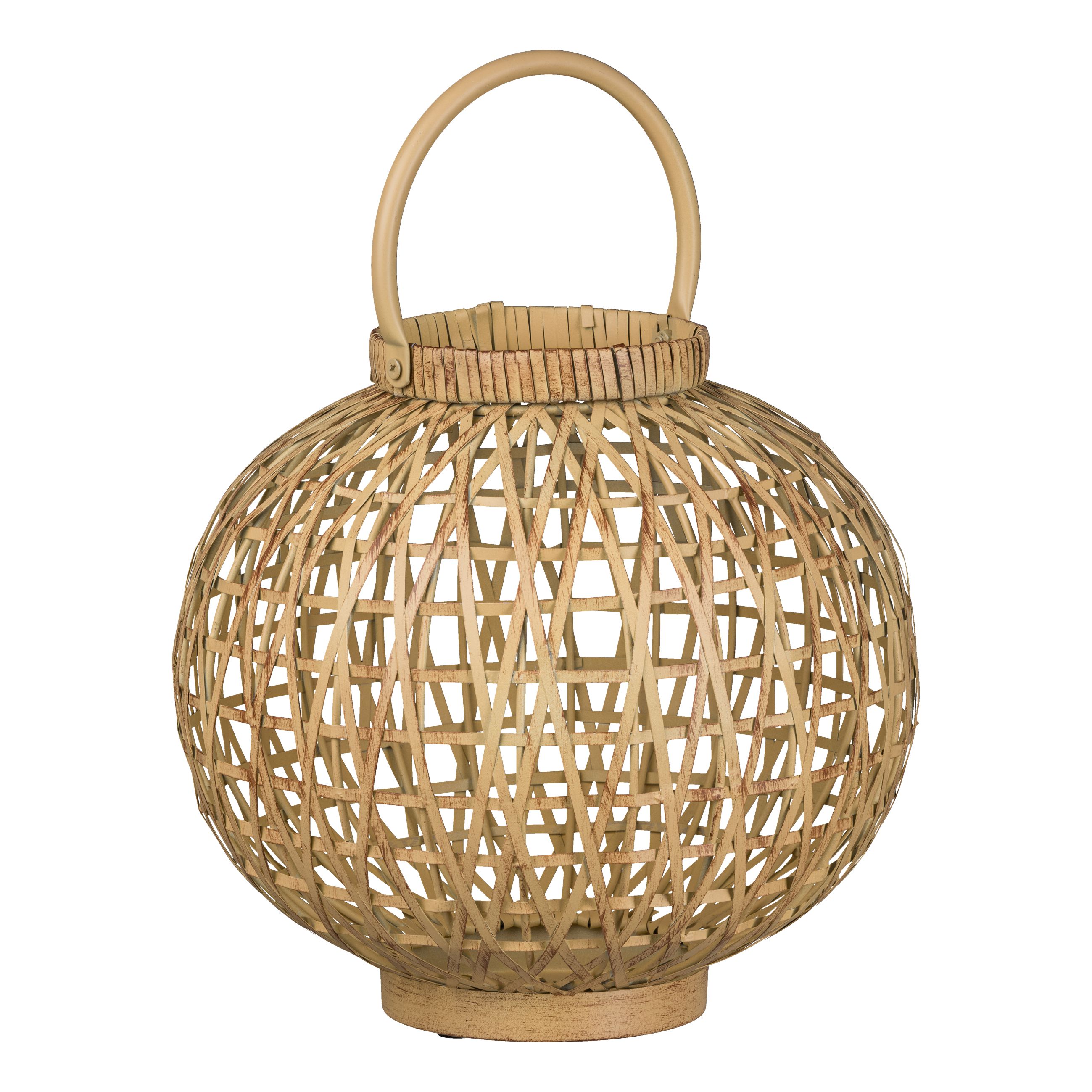 Windlicht - Metall Kugellaterne, Henkel, 30x30x26cm, Natur