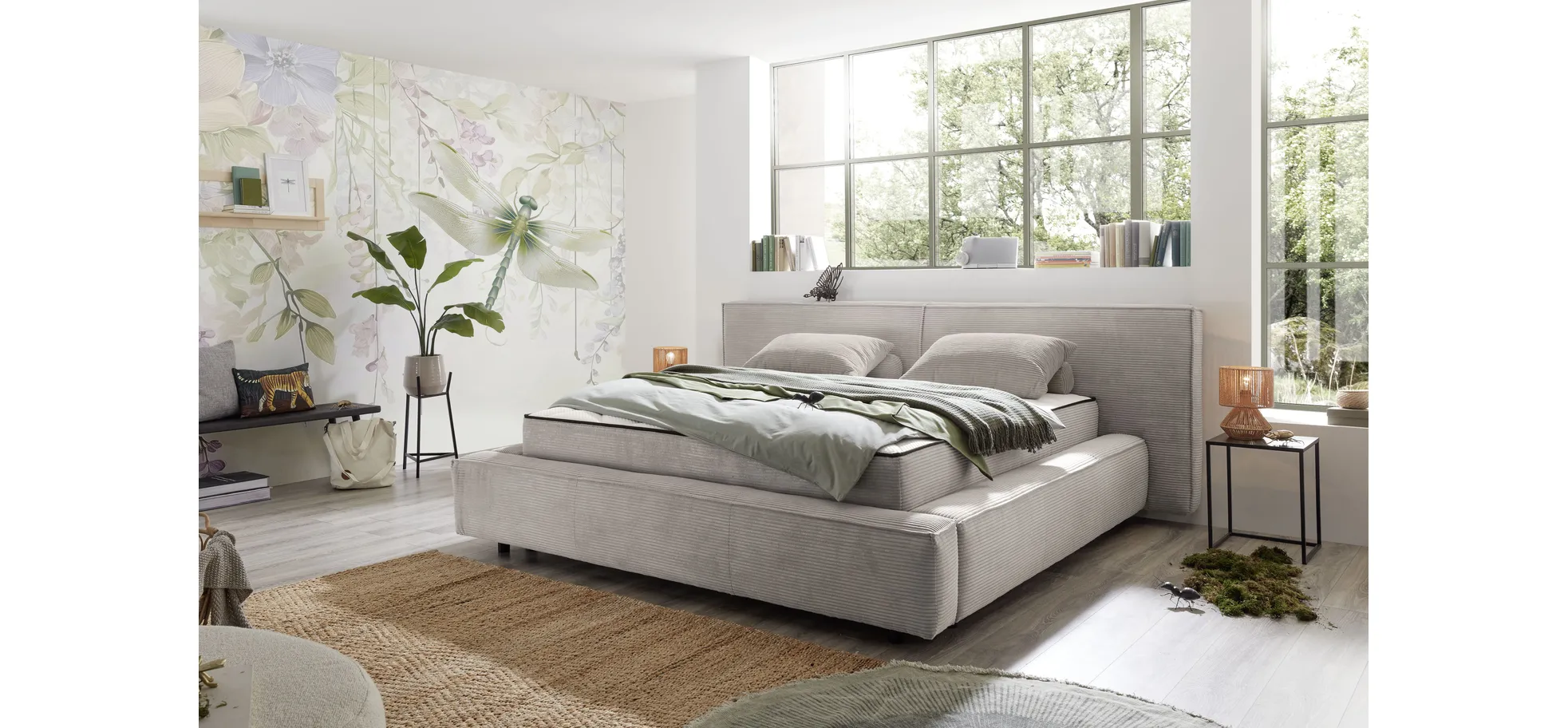 Polsterbett, Stoff dove, 180x200 cm - Edina