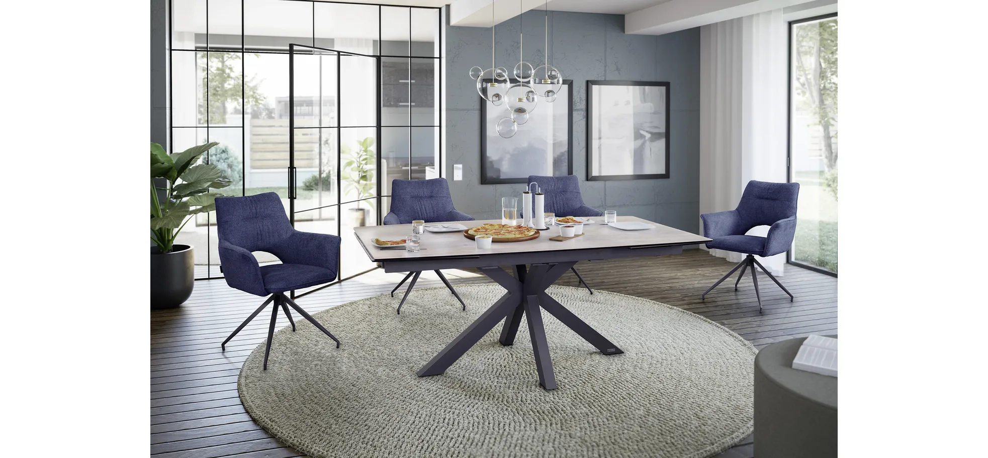 Esstisch, ausziehbar, Glaskeramik hellbraun - Melania