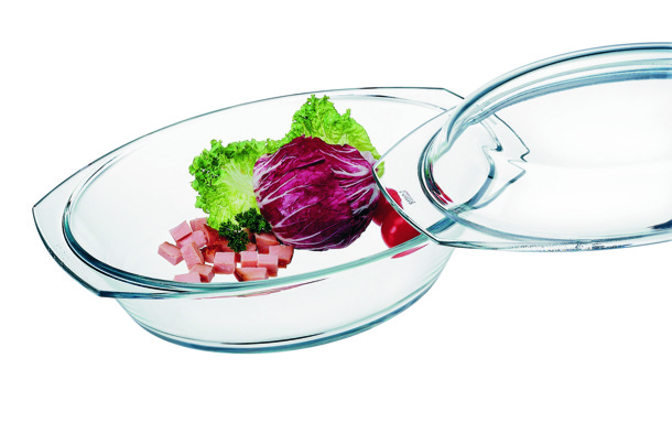 Schüssel Simax mit Glasdeckel - Borosilikatglas, ca. 21,3x35,4x13,2 cm