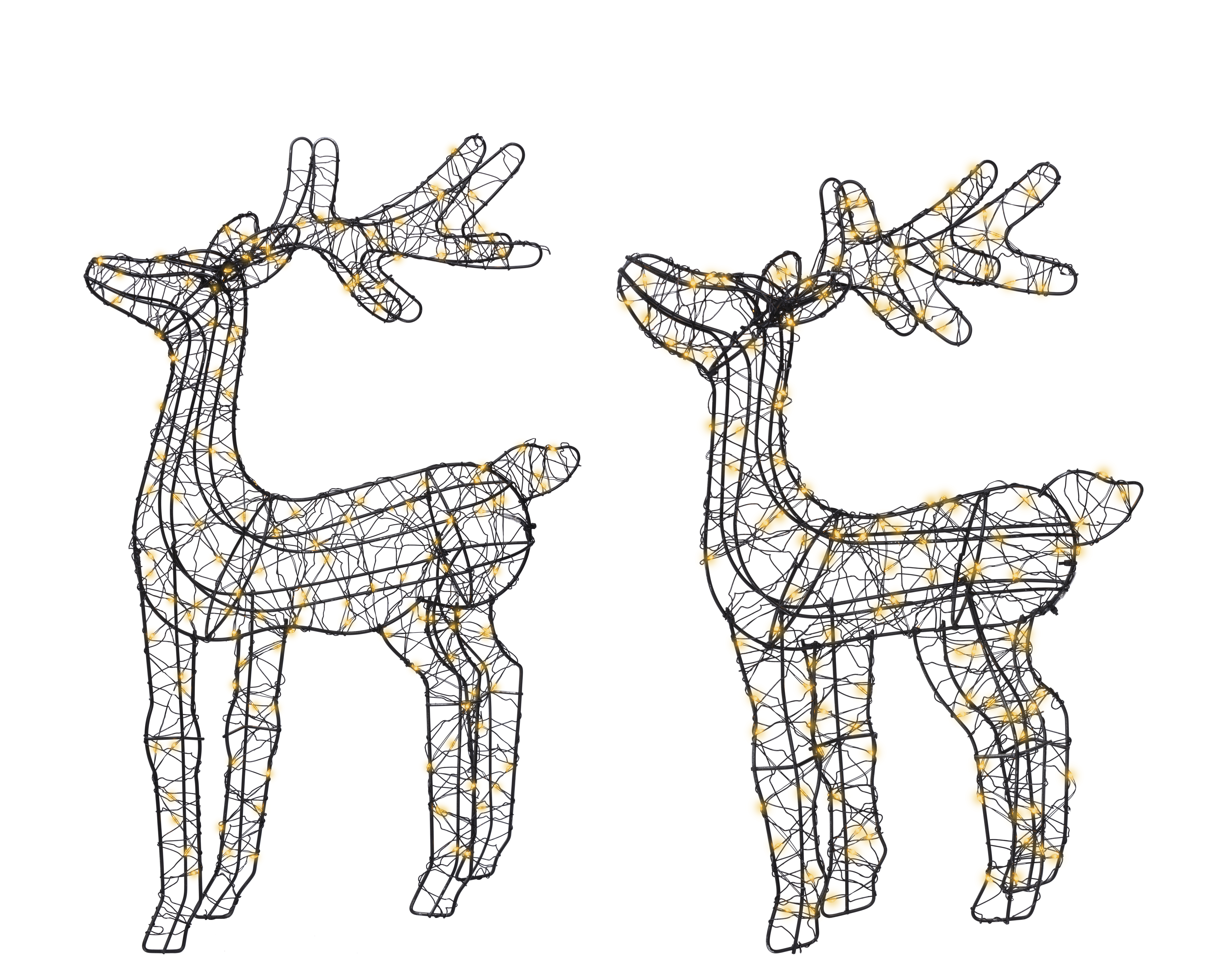 LED Rentier - schwarz/klassisch warm, Metall, L5-W34-H56cm-260L
