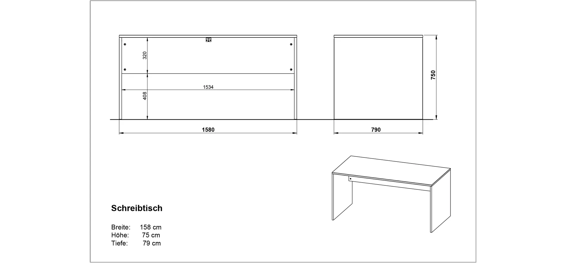 Schreibtisch GRIFFIN - LB ca. 158x79 cm, Eiche Nachbildung, Graphit