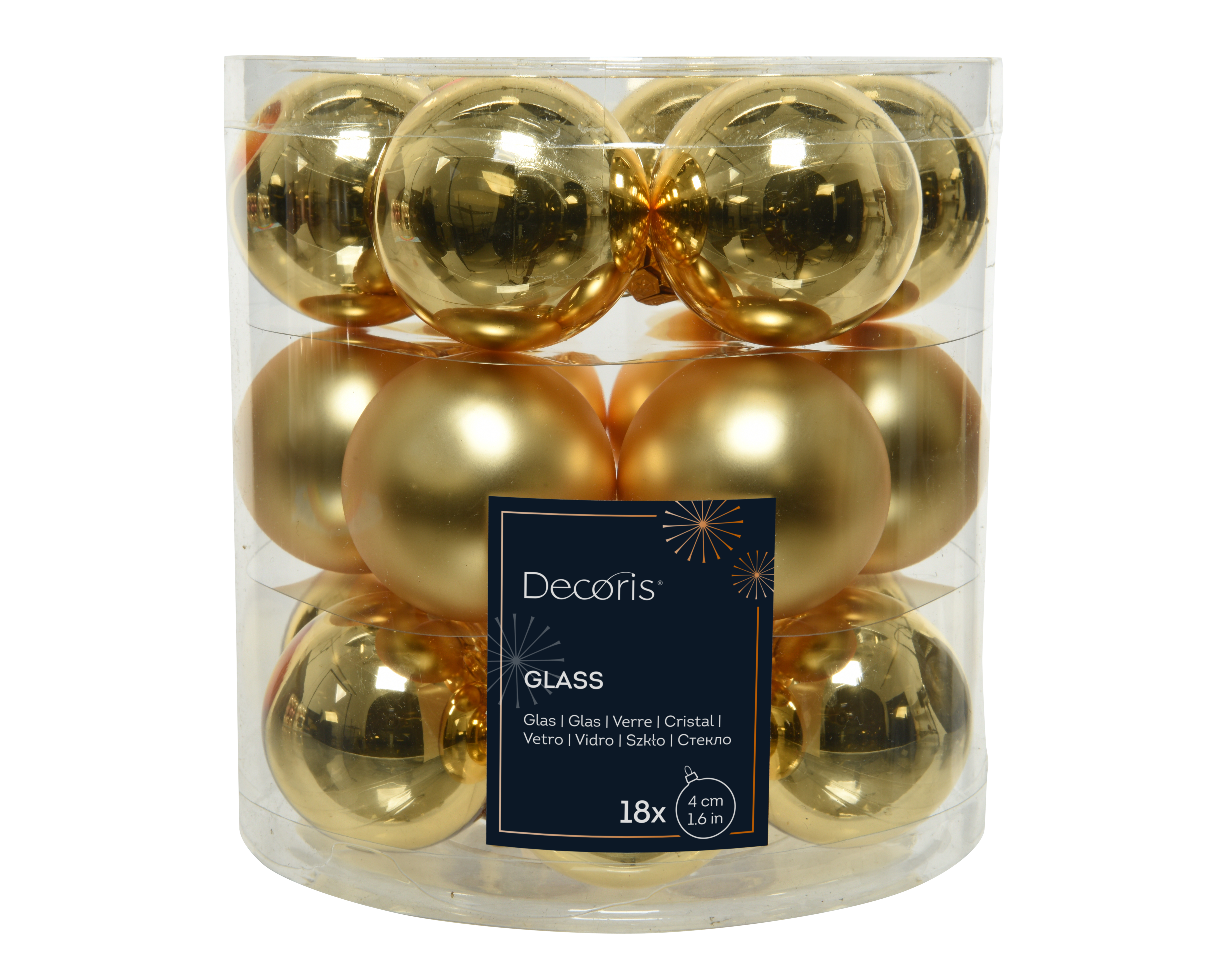 Kugelset 18-er - hell gold, Glas, Ø4cm
