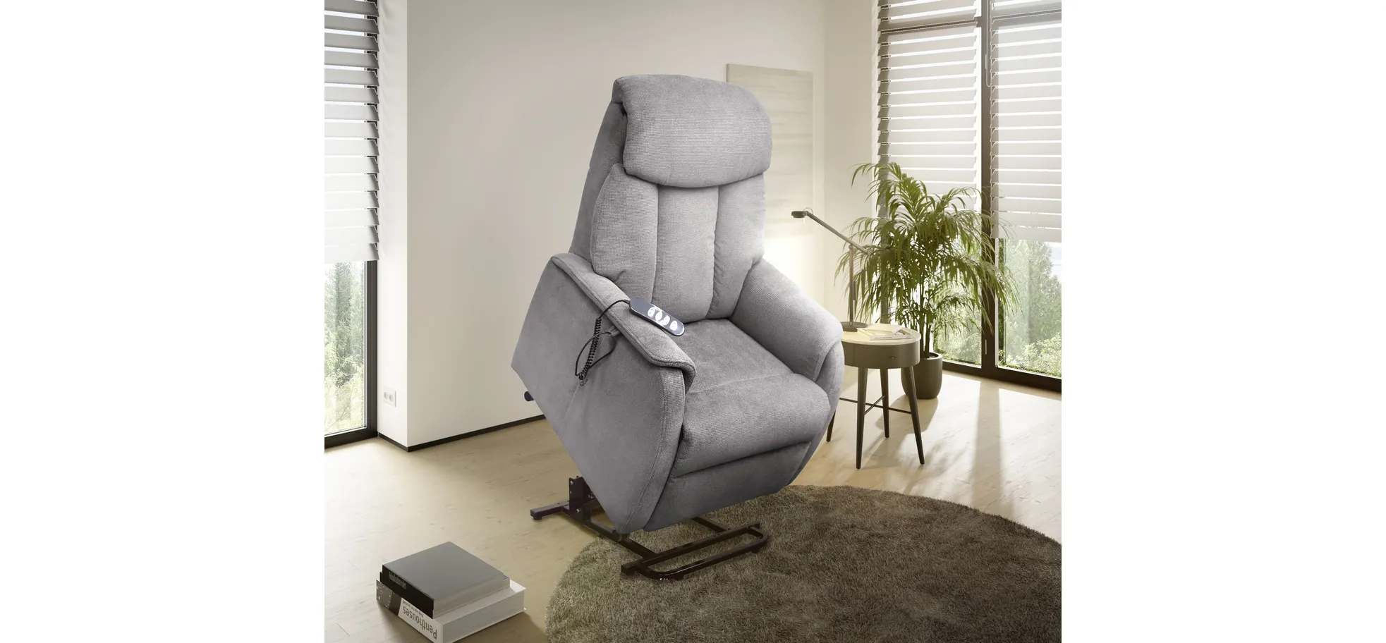 Fernsehsessel, Stoff grau, 3-motorisch - Marin