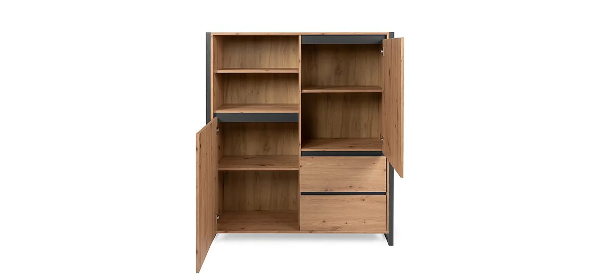 Highboard- Eiche Dekor, Anthrazit