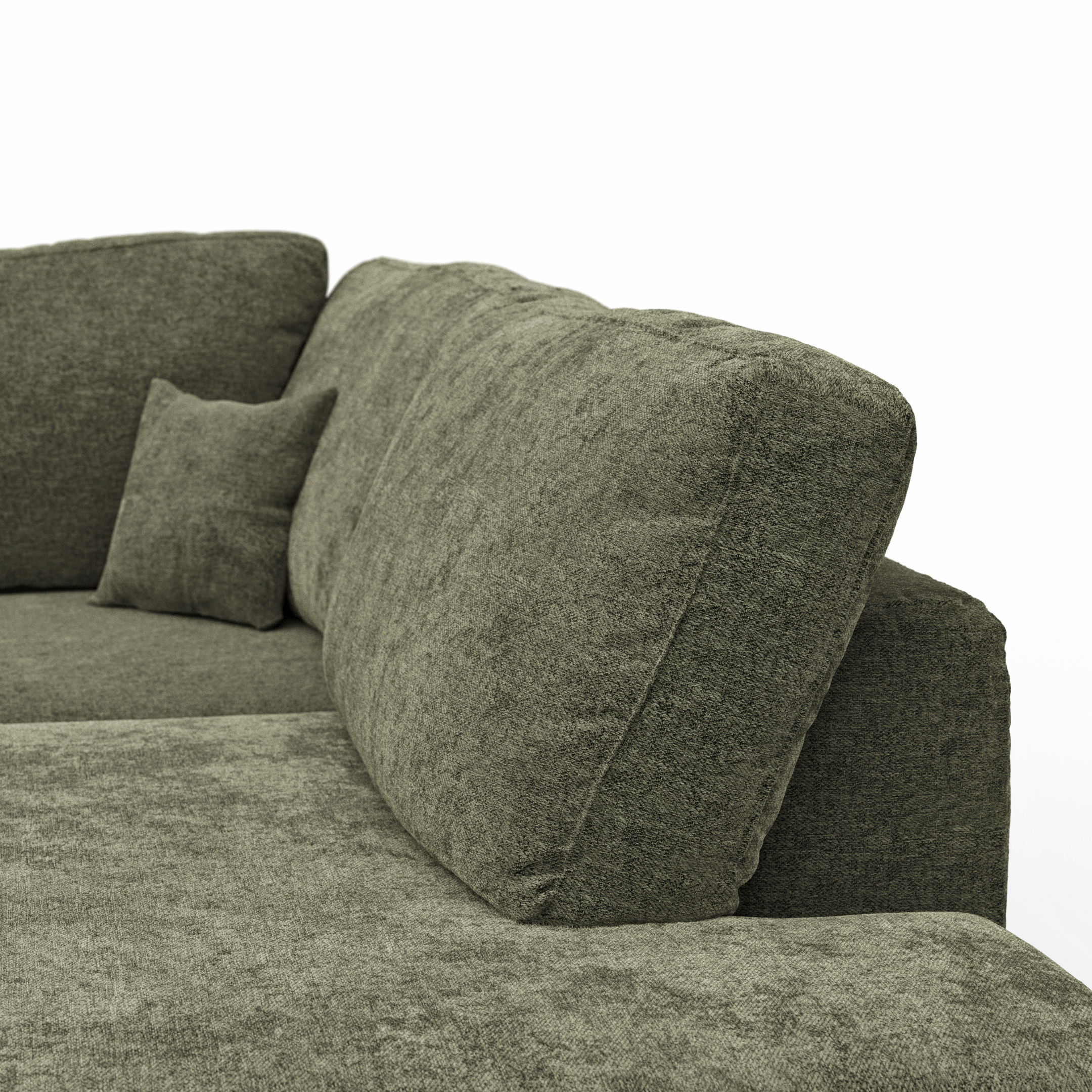 Ecksofa, olivgrün, Füße Metall schwarz - Solenne