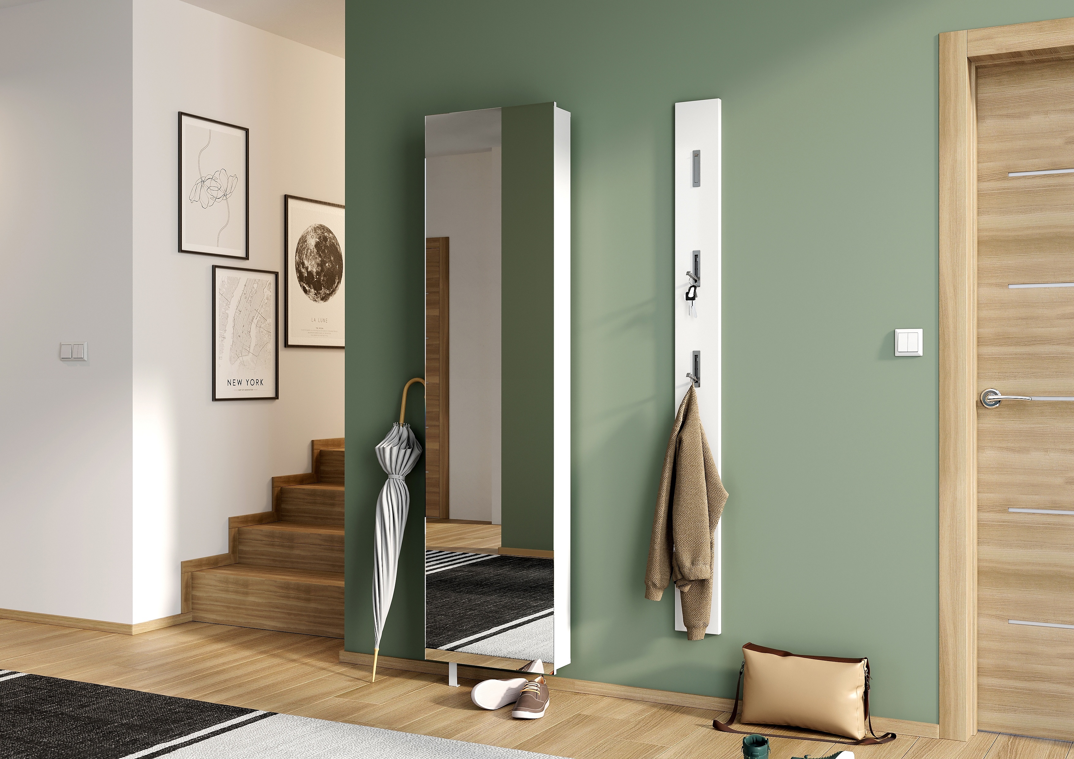 Spiegelschuhschrank, weiß  - GREDING