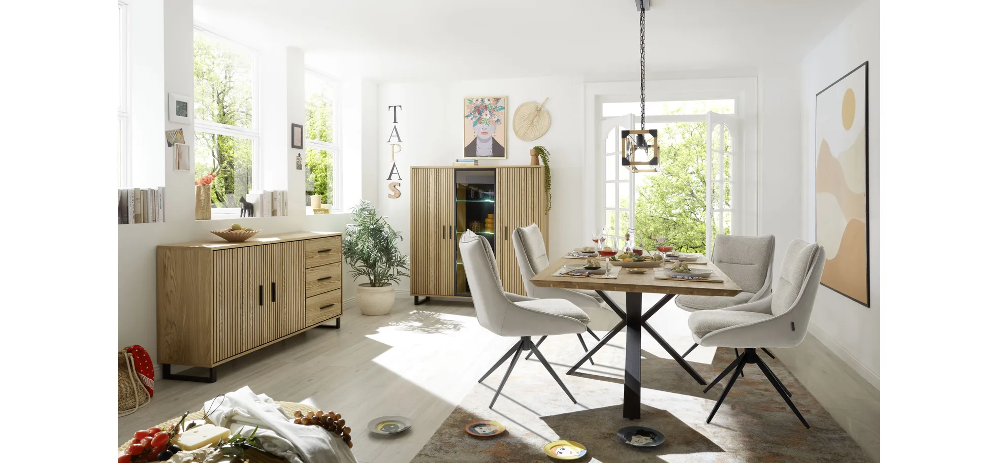 Stuhl, Bezug silber/Retrobliss, drehbar - Mandy