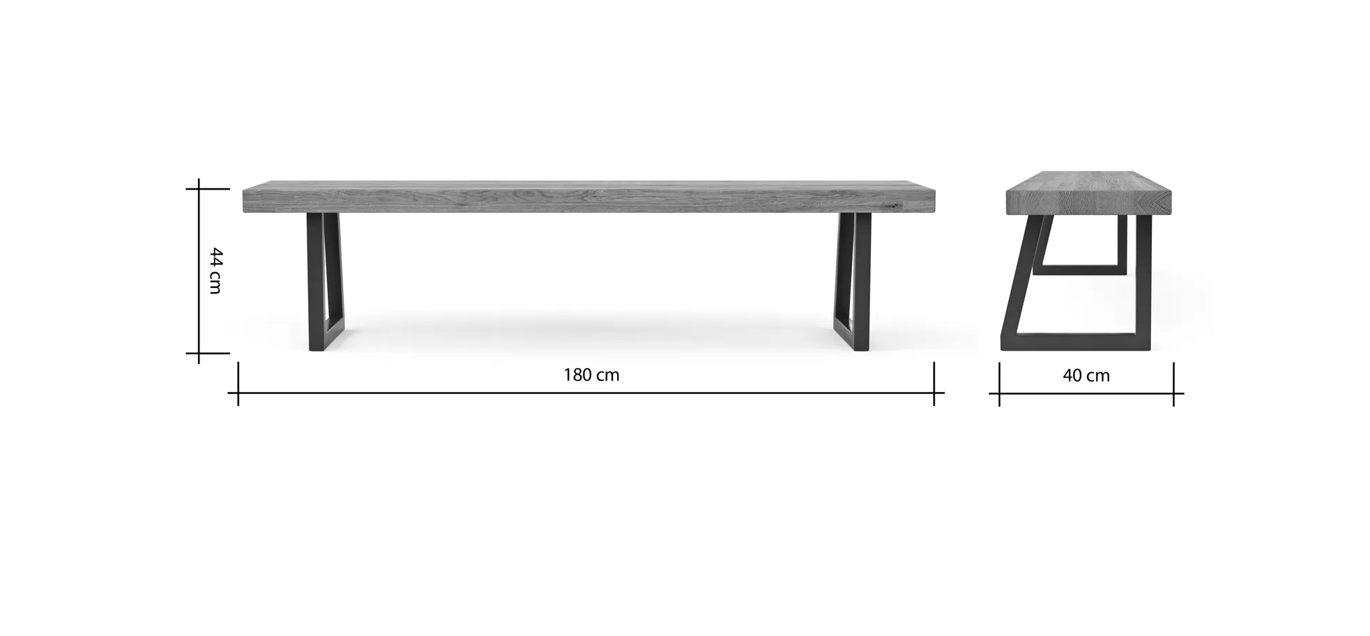 Holzbank Clifton - Breite ca. 180cm, Zerreiche massiv, smoked