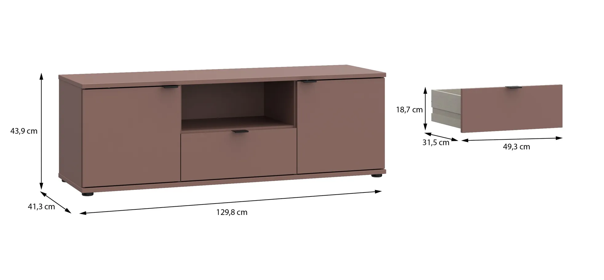 TV-Unterschrank, Terracotta - Finella