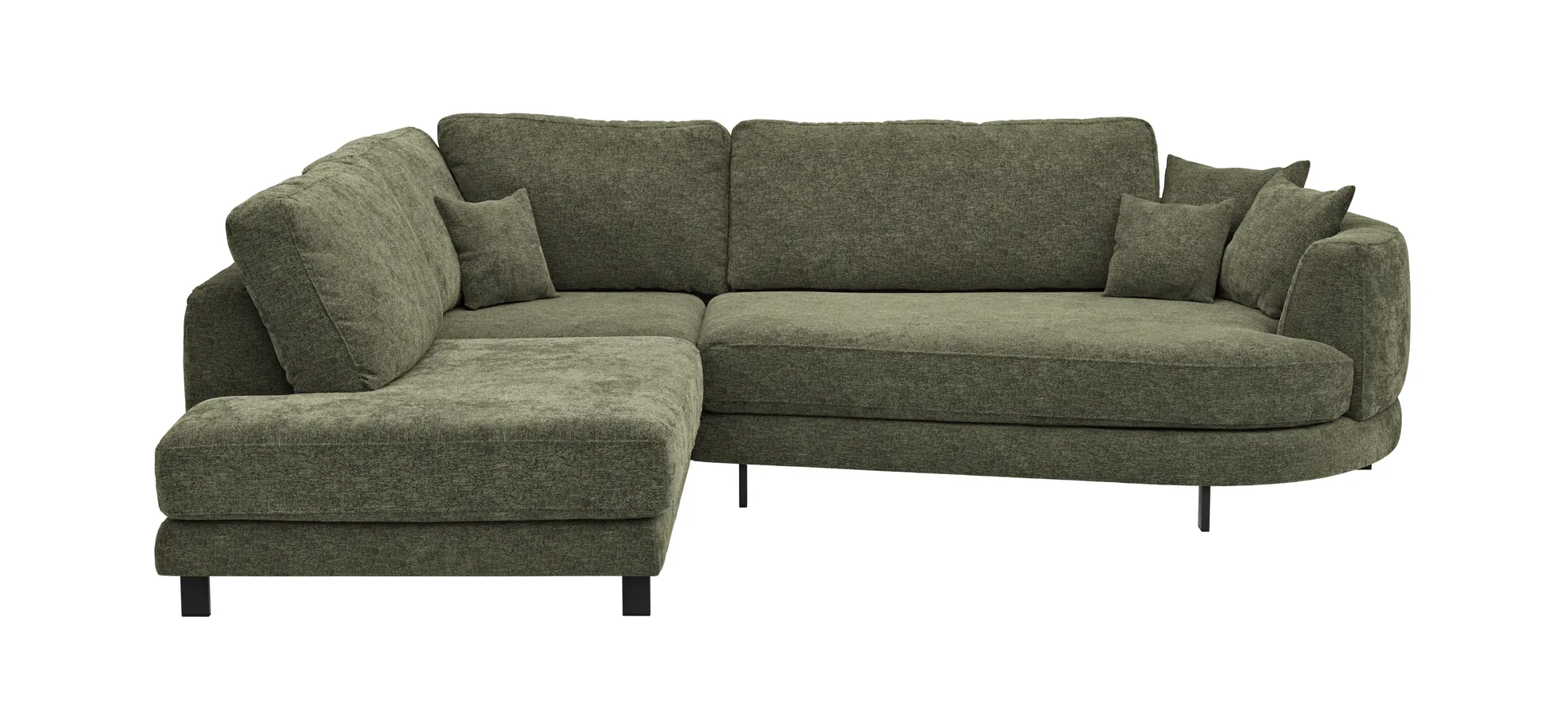 Ecksofa, olivgrün, Füße Metall schwarz - Solenne