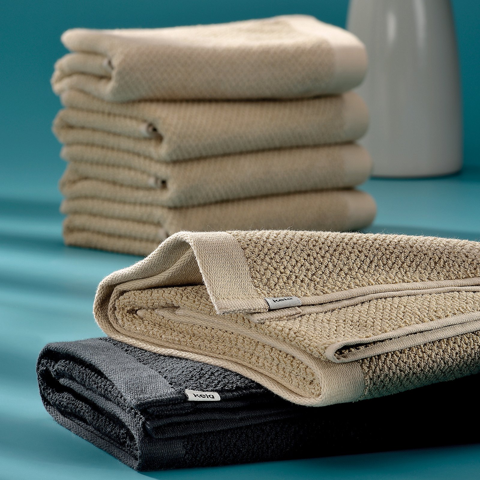 Duschtuch Lavinia 140x70 cm - 100%orgBaumwolle schwarz