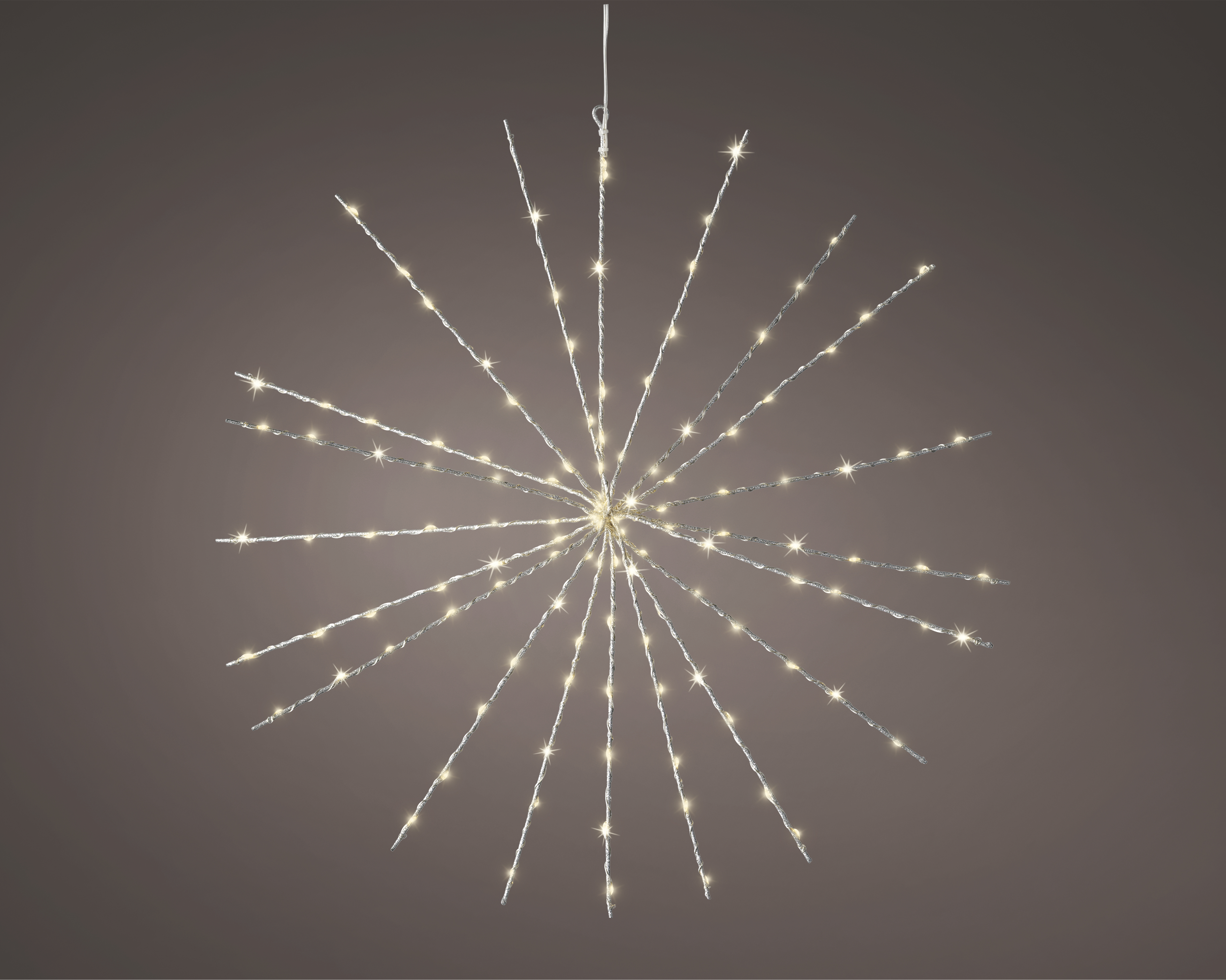 LED Polarstern Lichterkette - silber/warmes weiss, Metall, Ø55cm-130L