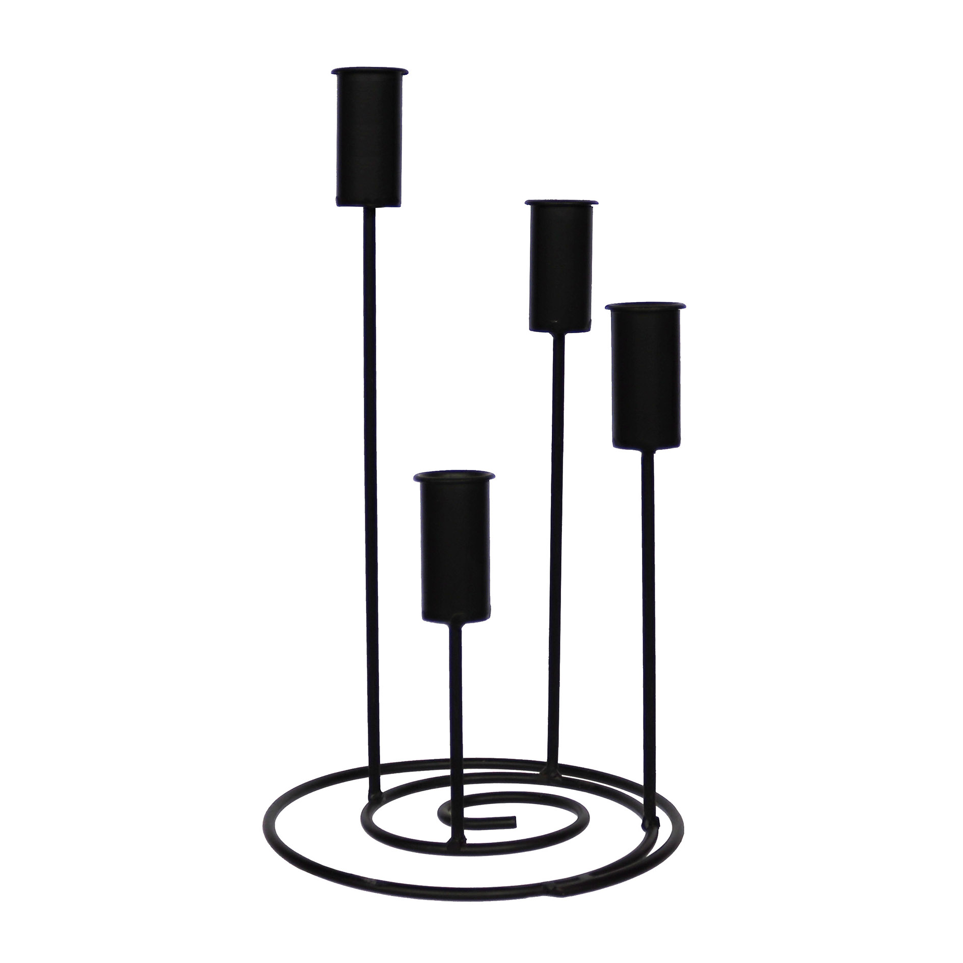 Kerzenhalter, 4-Flg. - metall, schwarz, 20x39cm