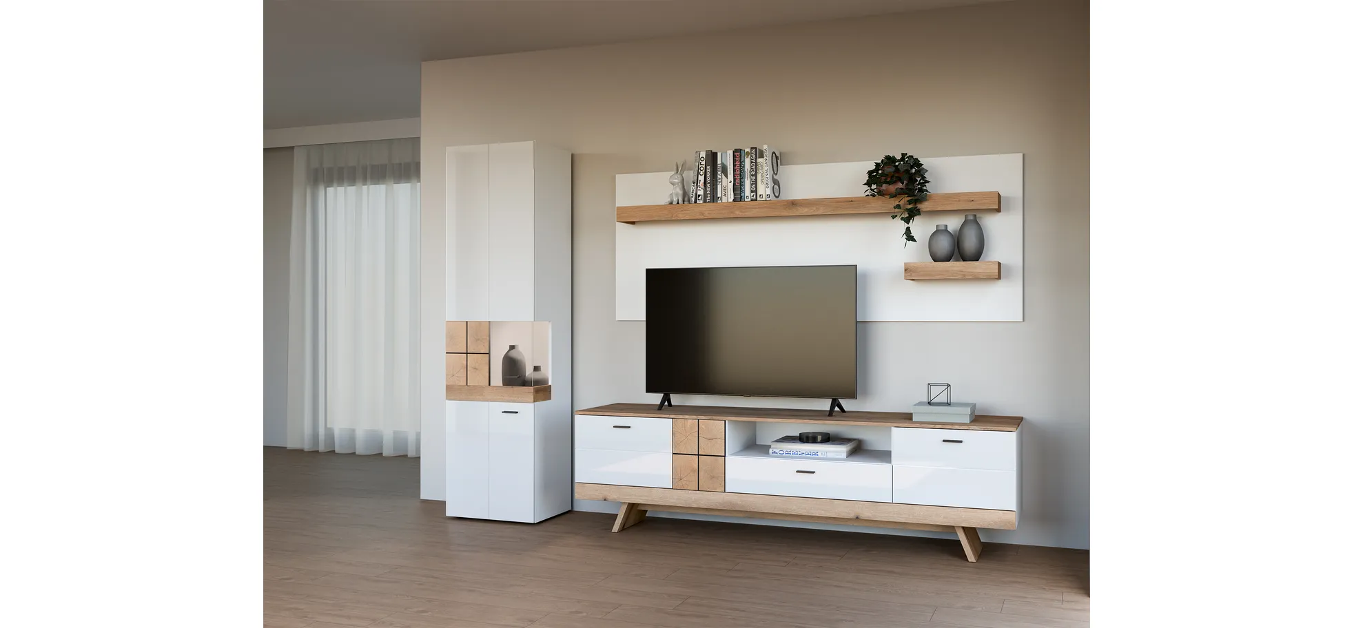 Lowboard, Eiche, Alpinweiß - MyStyle 1019