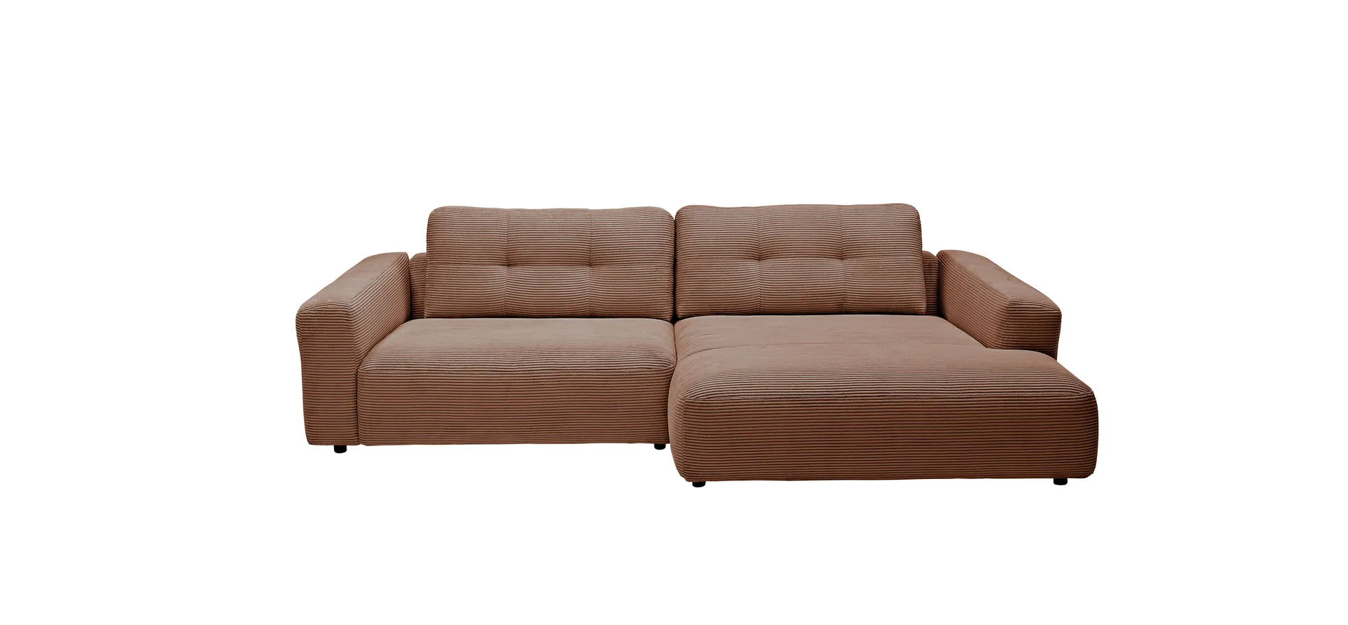 Ecksofa - 1,5-Sitzer mit Longchair rechts, Cord, Hellbraun