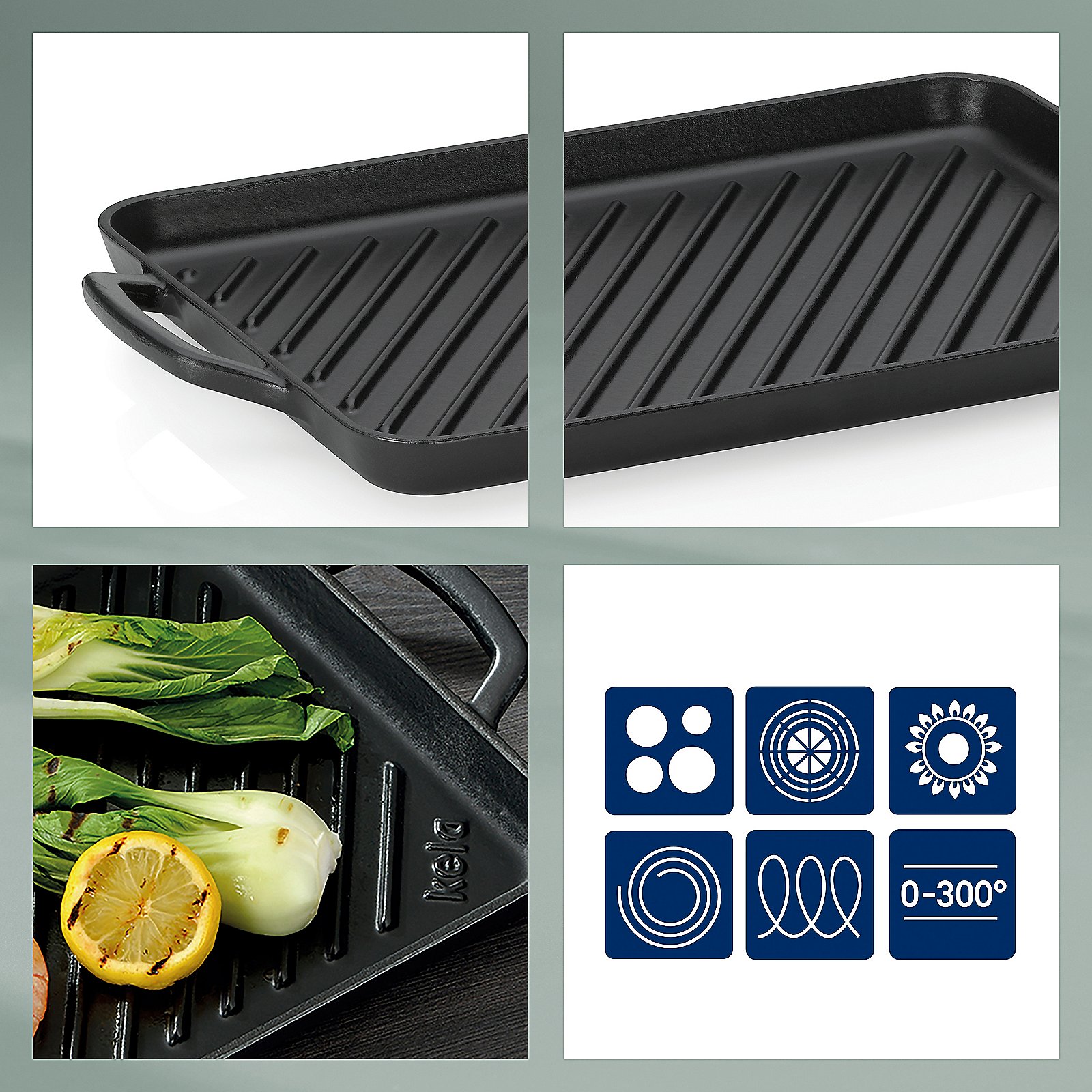 Grillplatte Calido 25x2x35 cm - Gusseisen schwarz