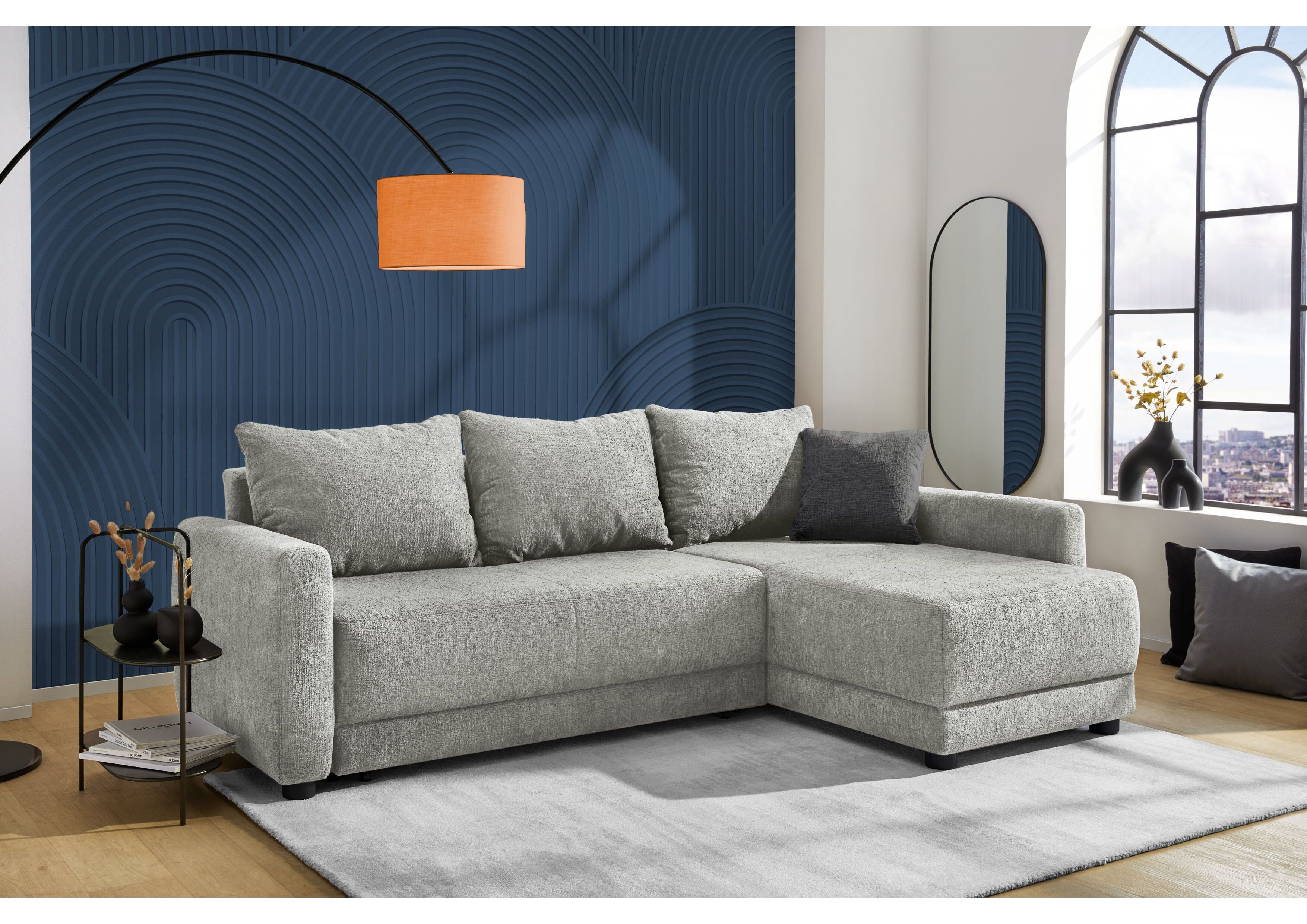 Ecksofa, grau, Stauraum - MyStyle 2175