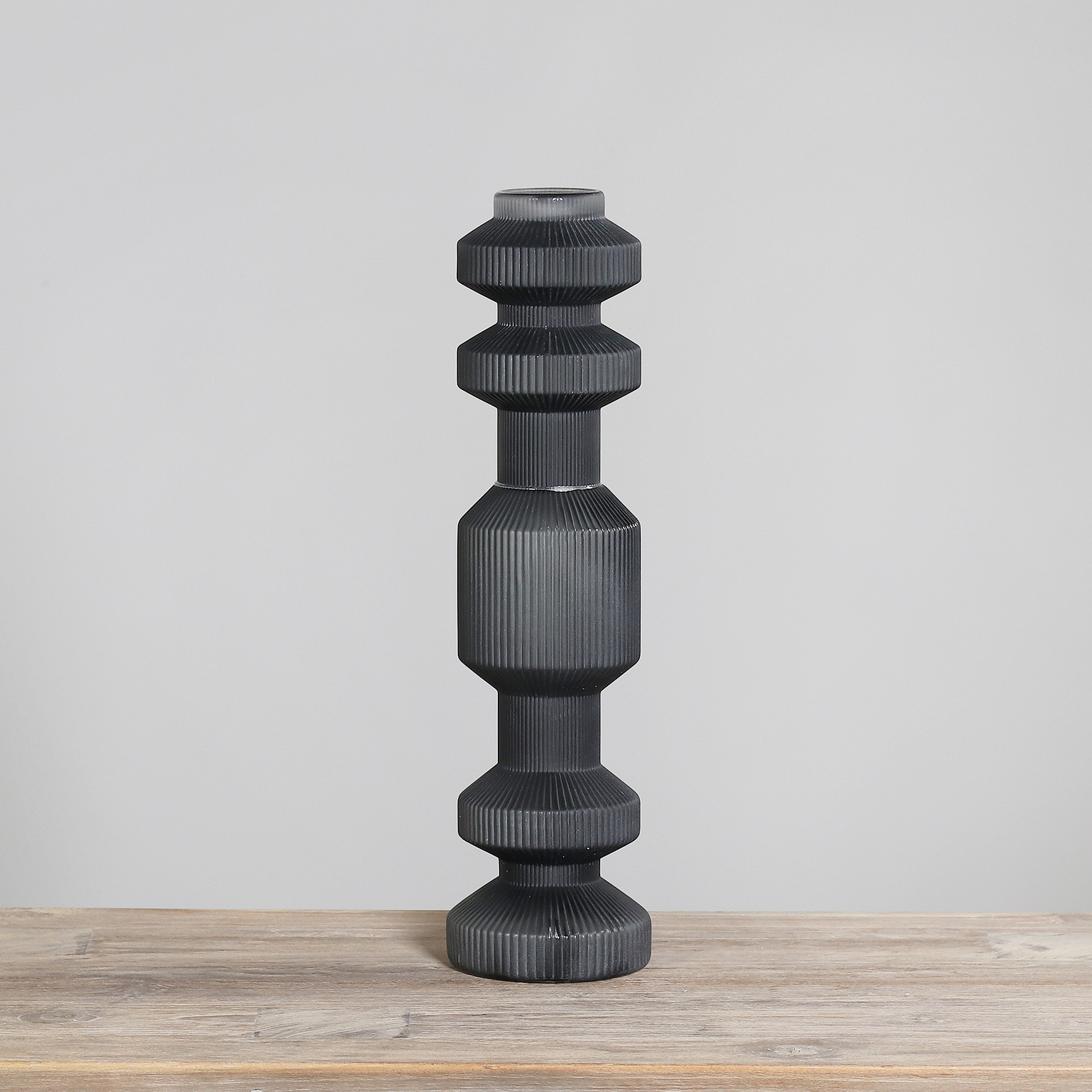 Deko Kerzenhalter aus Glas für Stabkerze - schwarz, 49 cm