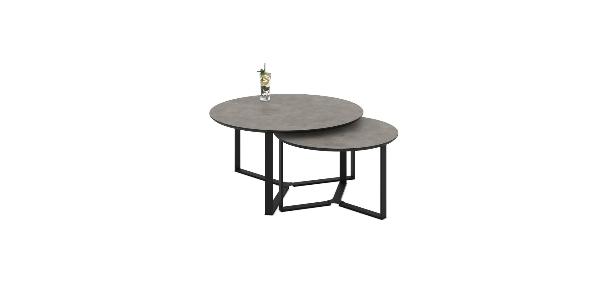 Couchtisch, 2-er Set, betonoptik dunkel - MyStyle 1030