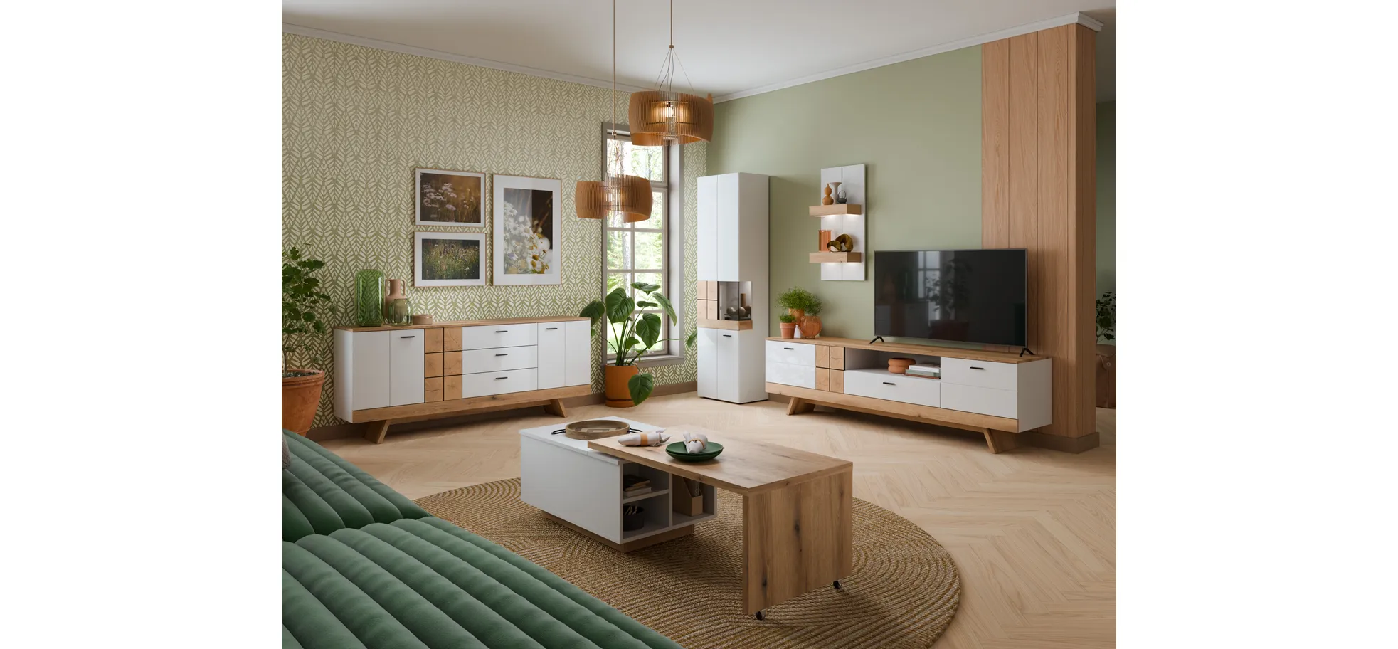 Lowboard, Eiche, Alpinweiß - MyStyle 1019