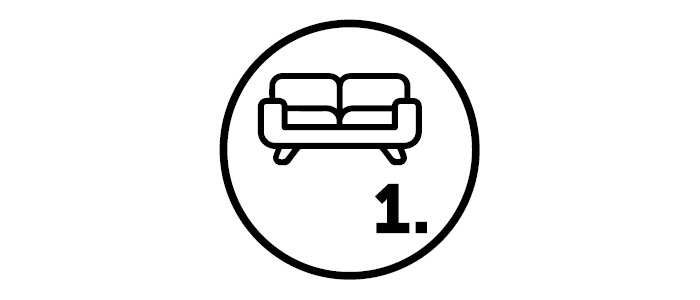 Kreis mit Sofa und der Nummer 1