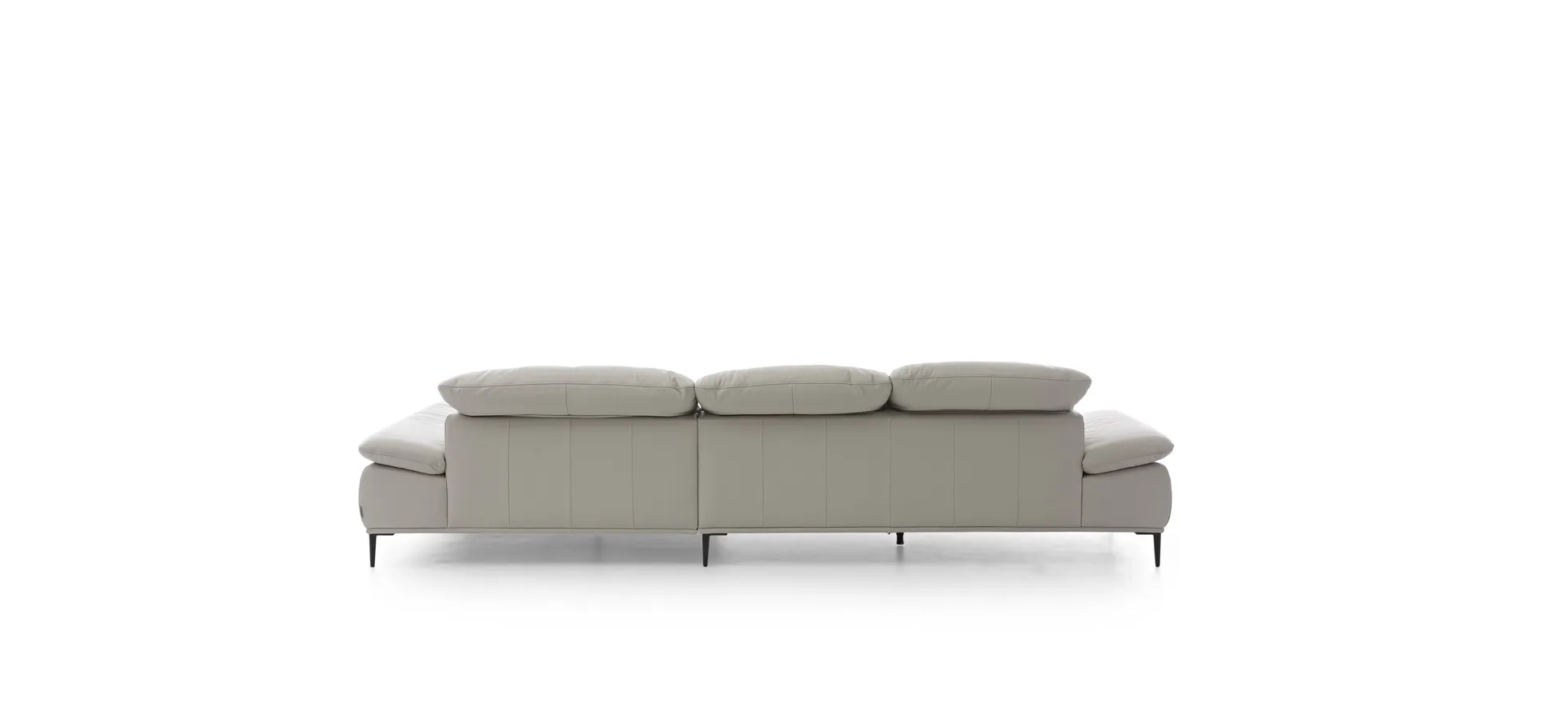 Ecksofa - 3-Sitzer mit Longchair rechts, Leder, Grau