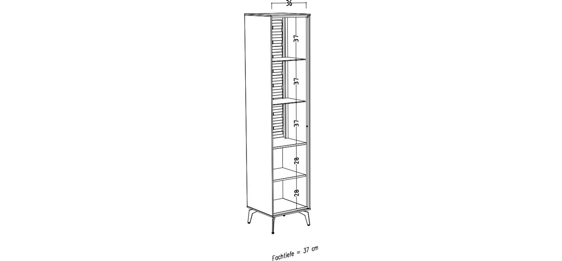 Vitrine - B ca. 42 cm, Weiß, Asteiche, Schwarz