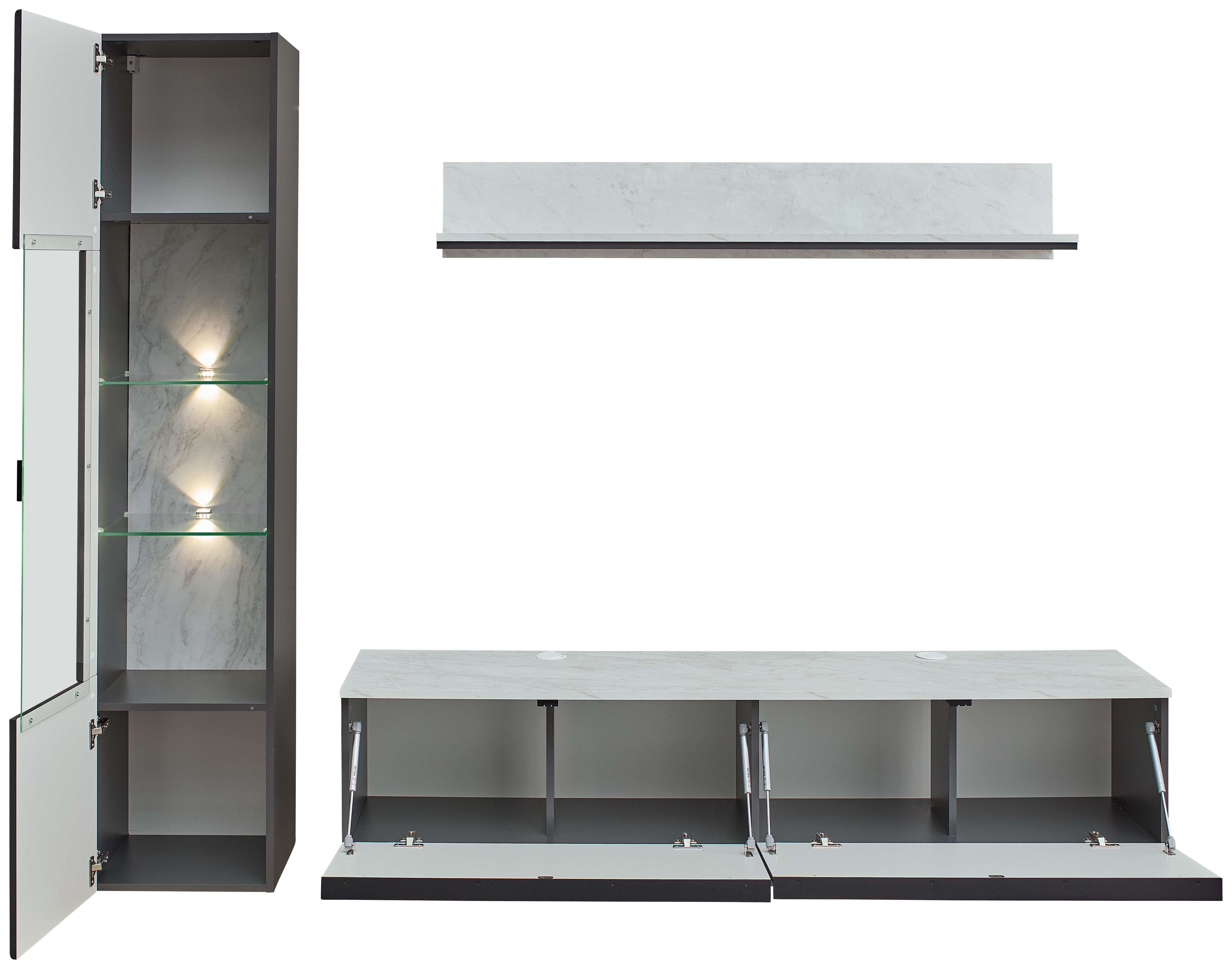 Wohnwand, Graphit supermatt MDF - MyStyle1061