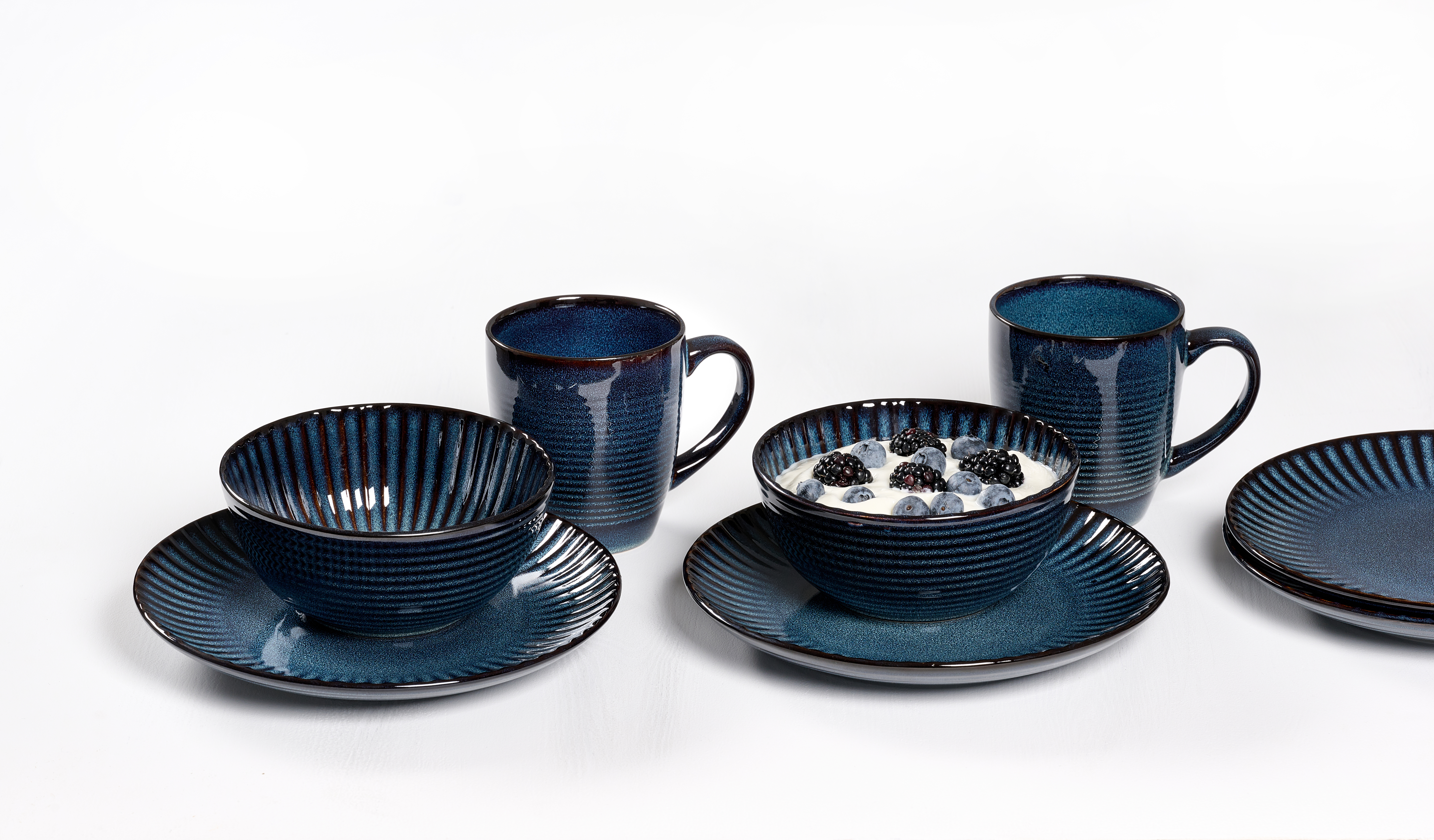 Frühstücksset Milla blau 12tlg. - Steingut